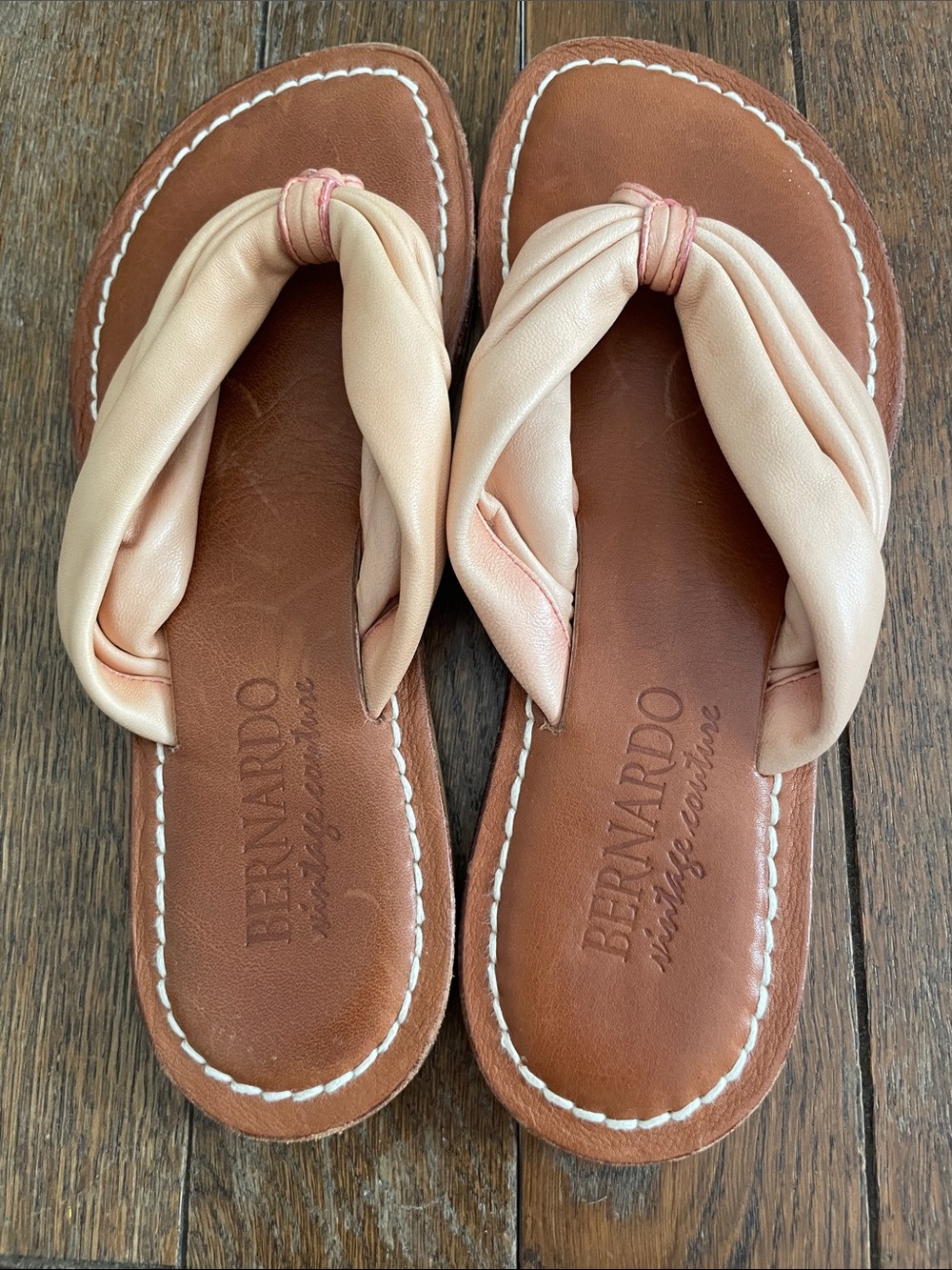 Bernardo Blush Twist-Top Leather Sandals